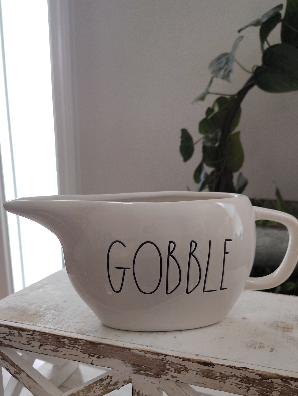 Rae Dunn Cream 'Gobble' Gravy Boat